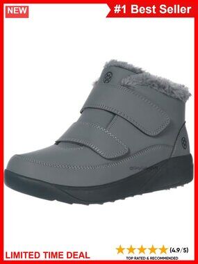 Diabetic Wide Width Snow Boots Faux Fur Lined Water Resistant Non-Slip Ankle
